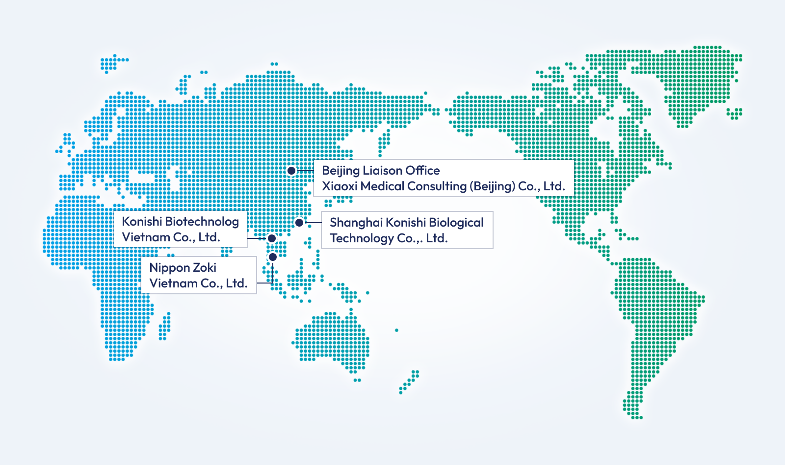Map showing the location of activities in the world