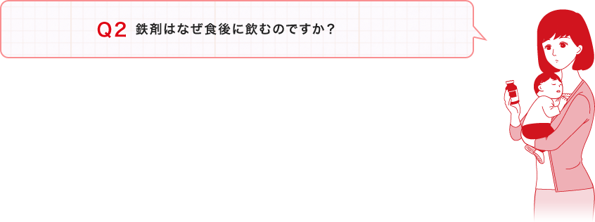 Ｑ２：「鉄剤はなぜ食後に飲むのですか？」